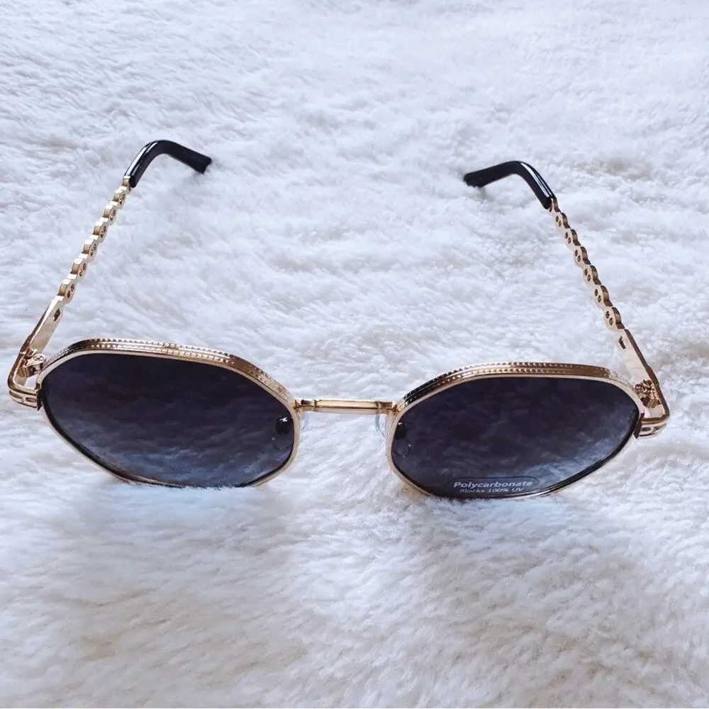Phoebe Dark Blue Geometric Sunglasses